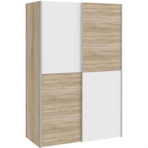 Cstore - OZZULA - armoire  blanc mat et décor chêne  2 portes coulissantes  l 120xp 61, 2xh 190, 5 cm Cstore   - Chambre complète