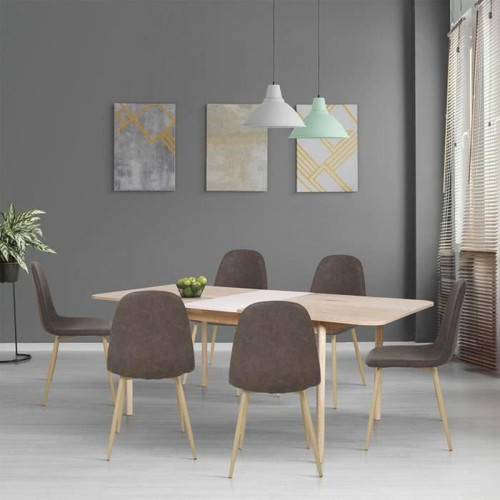 Cstore - Table à manger extensible - Scandinave - NEW SOFIA - Chêne et blanc avec motifs - L 160 / 200 x P 90 cm - Cstore