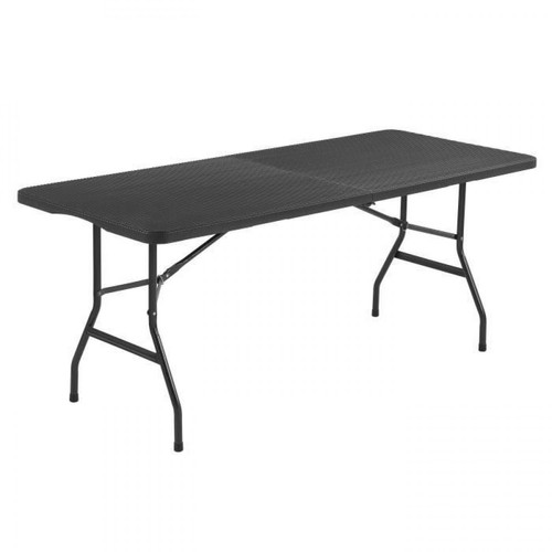 Cstore - Table de réception pliante 8 personnes 180x74 x73.5cm - Structure en acier et plateau en polyéthylène - Aspect résine tressée - Noir Cstore  - Cstore