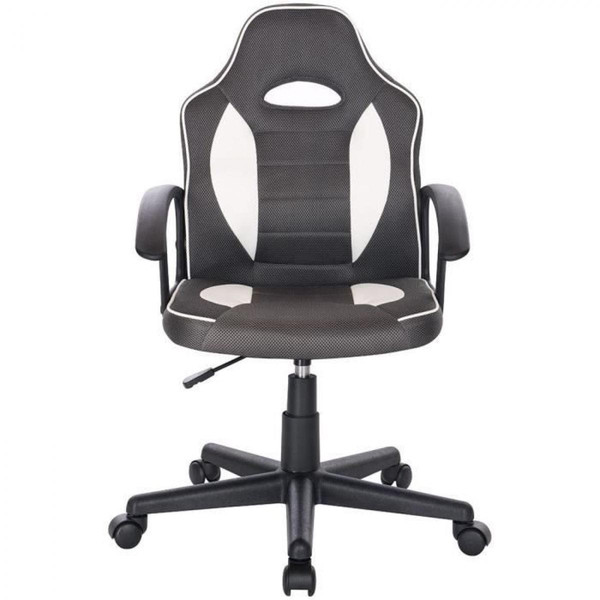 Chaises Cstore TERRY Chaise de bureau ajustable gaming - Simili Blanc et gris - L 56 x P 60 x H 92 / 102 cm
