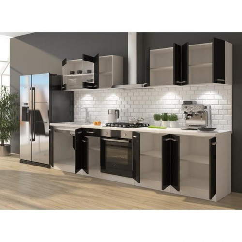 Cstore ULTRA - cuisine complète avec meuble four et plan de travail inclus l 300 cm - noir brillant
