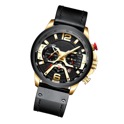 CURREN - Curren Quartz Watch Business Men's Minimalist Sports Watch 3atm Fashion Fashion Casual Men's Watches, Gold Shell Black Belt CURREN  - Montre et bracelet connectés