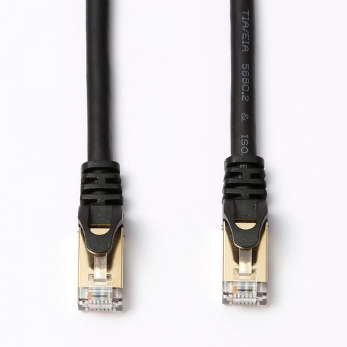 D2 Diffusion - D2 Câble RJ45 droit couleur - 10m S/STP Cat 8 avec snagless et connecteurs en or - noir - Câble antenne