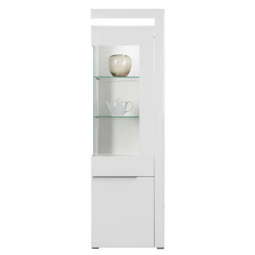 Dansmamaison - Vitrine Droite 2 portes Blanc Brillant à LED - KIELE Dansmamaison  - Bibliothèques, vitrines Dansmamaison