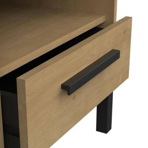 Chevet Table de chevet 1 niche + 1 tiroir Chêne/Noir - DORON