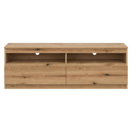Dansmamaison - Meuble TV 2 tiroirs Bois clair - QIZ Dansmamaison  - Meuble en bois Salon, salle à manger