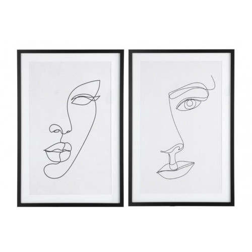 Dansmamaison - Cadre Visage Abstrait Mdf/Verre Blanc/Noir Assortiment De 2 Dansmamaison - Cadre 60 x 90