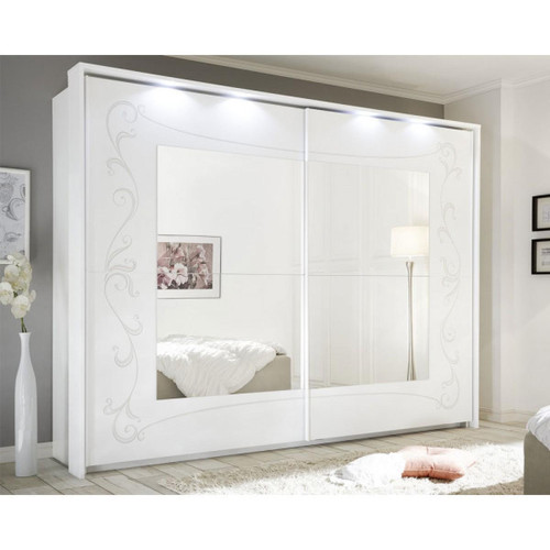Chambre complète Chambre complète 160x200 Blanc - ESMERALDA n°2 - L 183 x l 211 x H 116 cm