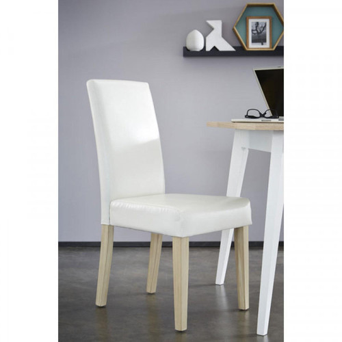 Dansmamaison - Duo de chaises Simili Cuir Blanc - SAMET Dansmamaison  - Chaise scandinave grise Chaises
