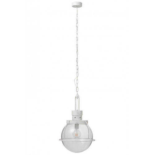Dansmamaison - Lampe Suspendue Boule Verre/Metal Blanc Dansmamaison  - Lampe pince Luminaires
