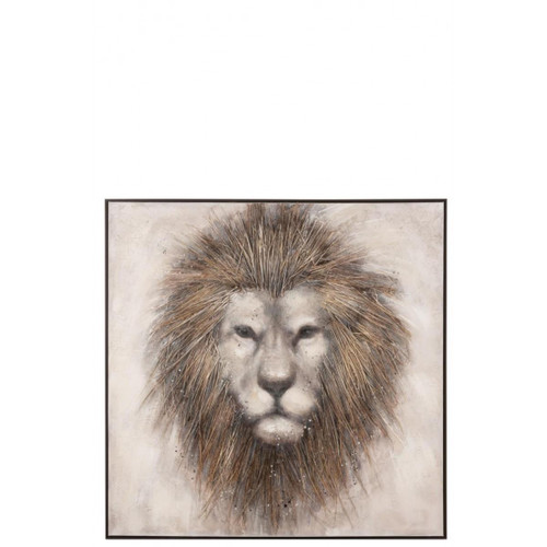 Dansmamaison - Peinture Lion Canevas/Bois Marron Dansmamaison  - Maison