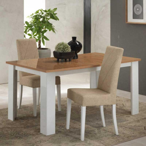 Tables à manger Dansmamaison Table de repas rectangulaire Laqué Blanc Brillant/Bois - AVELLINO