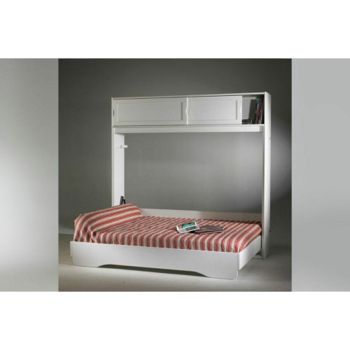 DECOPIN - lit rabattable avec rangement fidji - blanc uni DECOPIN  - Lit mezzanine Cadres de lit