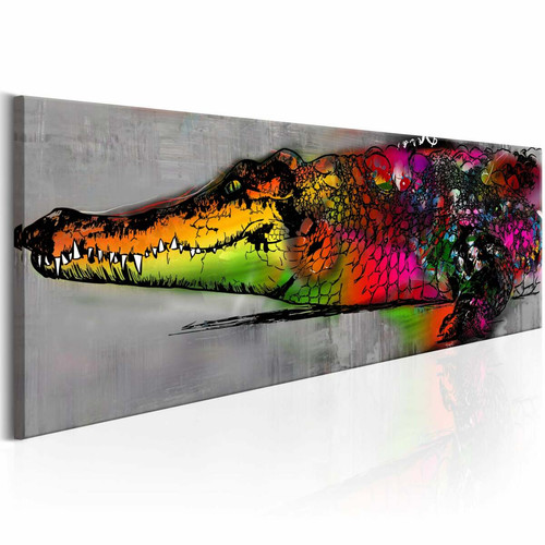 Decoshop26 - Tableau toile de décoration murale impression premium en 1 partie sur châssis en bois motif Alligator coloré 150x50 cm 11_0014995 Decoshop26 - Decoshop26