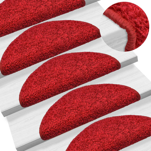 Decoshop26 - 15 tapis d'escalier rouge avec bandes adhésives 65 x 25 cm DEC023575 Decoshop26  - Decoshop26