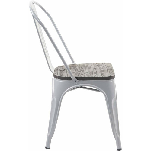 Decoshop26 2 chaises de salle à manger style industriel factory métal gris et assise en bois CDS04440