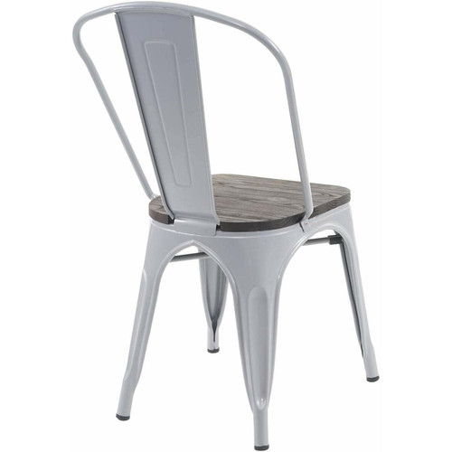 Chaises 2 chaises de salle à manger style industriel factory métal gris et assise en bois CDS04440