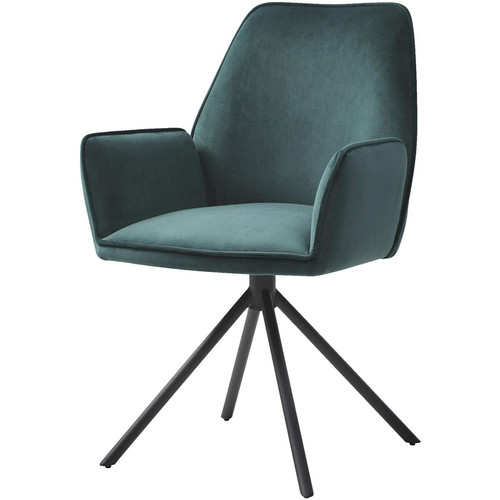 Fauteuils Decoshop26 Chaise fauteuil rembourré salon bureau avec accoudoirs rotation 90° en velours vert FAL04035