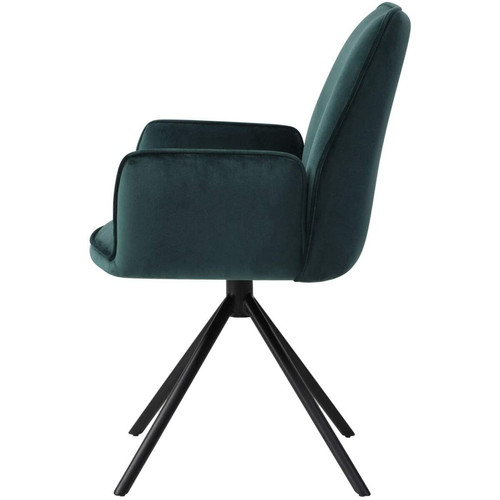 Fauteuils Chaise fauteuil rembourré salon bureau avec accoudoirs rotation 90° en velours vert FAL04035