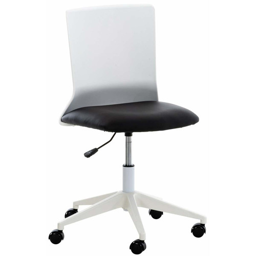 Decoshop26 - Chaise de bureau sur roulettes moderne pivotante hauteur réglable plastique blanc et synthétique noir BUR10494 Decoshop26 - Decoshop26
