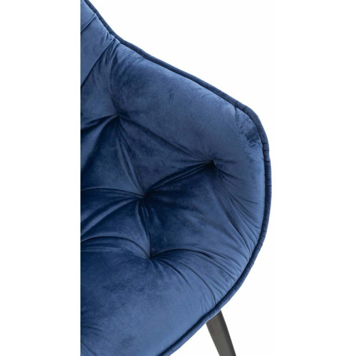 Fauteuils Chaise de coiffeuse salon bureau rembourré confortable et moderne capitonné velours bleu FAL10532