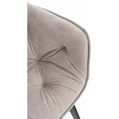 Fauteuils Chaise de coiffeuse salon bureau rembourré confortable et moderne capitonné velours gris FAL10526
