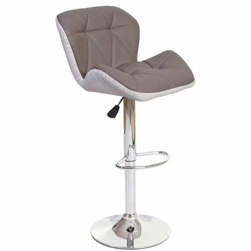 Decoshop26 - Tabouret de bar chaise de comptoir hauteur réglable en synthétique taupe gris cadre en acier chromé 04_0005263 Decoshop26  - Tabouret bar taupe