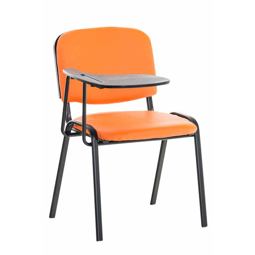 Decoshop26 - Chaise visiteur avec petite table rabattable pupitre en synthétique orange support métal noir BUR10655 Decoshop26  - Table rabattable