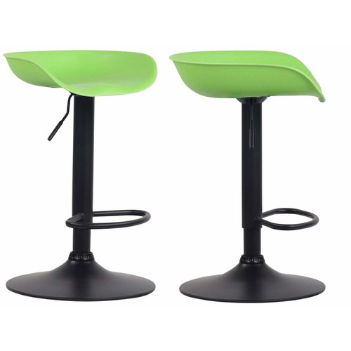 Decoshop26 - Lot de 2 tabourets de bar assise réglable en hauteur et pivotant en plastique vert pieds tulipe en métal noir mat avec repose-pieds TDB10256 Decoshop26  - Pied tulipe