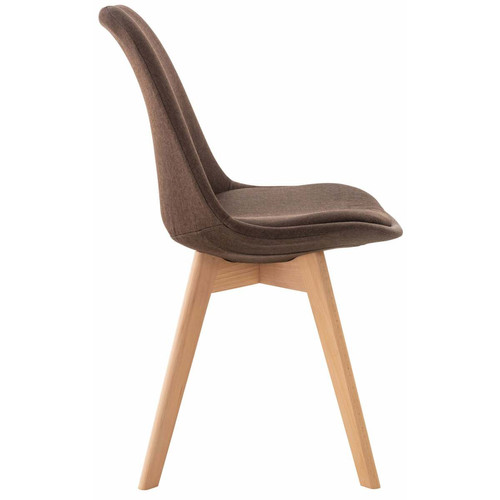 Decoshop26 Lot de 4 chaises de salle à manger cuisine bureau style scandinave en tissu marron pieds en bois CDS10087