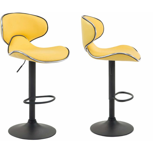 Decoshop26 - Lot de 2 tabourets de bar design contemporain pieds en métal noir assise en synthétique jaune 10_0000339 Decoshop26  - Bars