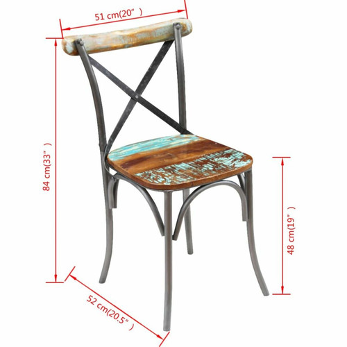 Chaises Lot de 6 chaises de salle à manger cuisine style vintage en bois de récupération massif CDS022242