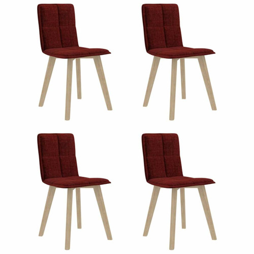 Chaises Decoshop26 Lot de 4 chaises de salle à manger cuisine design minimaliste tissu rouge bordeaux CDS021946