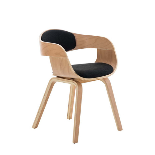 Decoshop26 - Chaise de bureau sans roulettes visiteur en tissu et bois design retro et confort maximal naturel et noir BUR10537 Decoshop26  - Chaise visiteur