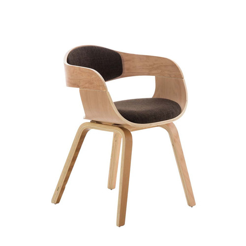 Decoshop26 - Chaise de bureau sans roulettes visiteur en tissu et bois design retro et confort maximal naturel et marron BUR10539 Decoshop26  - Bureaux