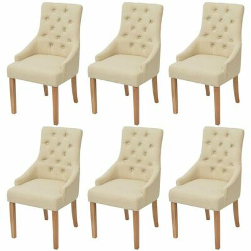 Decoshop26 - Lot de 6 chaises de salle à manger cuisine design luxueux tissu crème CDS022366 Decoshop26  - Chaise scandinave grise Chaises