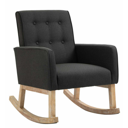 Decoshop26 - Fauteuil à bascule rocking chair design moderne dossier capitonné en tissu pieds en bois tissu taupe FAL101543 Decoshop26 - Rocking Chairs Fauteuils