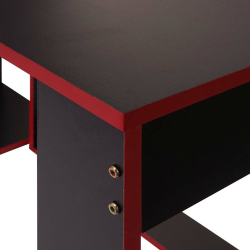 Decoshop26 Bureau table de bureau pour ordinateur 120x60x76cm en MDF noir/rouge 04_0001454