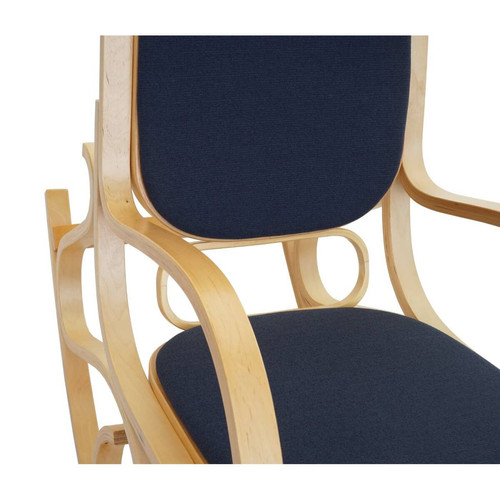Fauteuils Fauteuil à bascule rocking chair en bois clair assise en tissu gris anthracite FAB040027