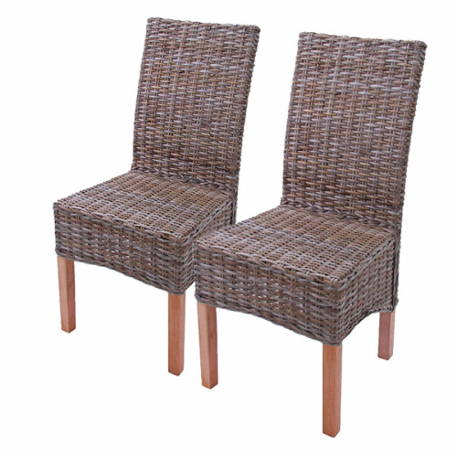 Chaises Decoshop26 Lot de 2 chaises de salle à manger Kubu Rattan design rustique rotin marron 04_0000178