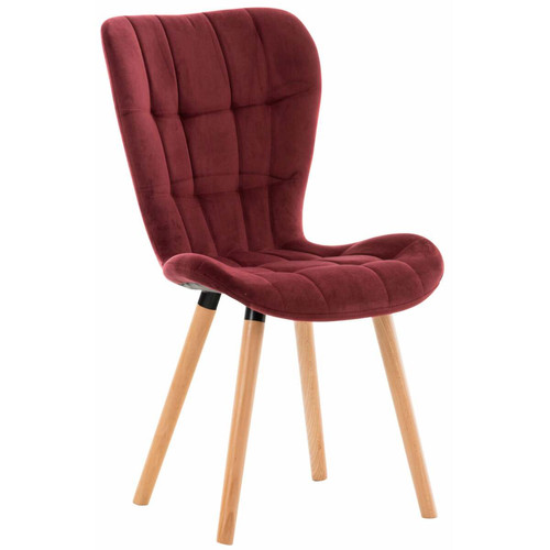 Decoshop26 - Chaise de salle à manger style moderne et confortable dossier haut en tissu velours rouge pieds en bois clair CDS10094 Decoshop26  - Chaises
