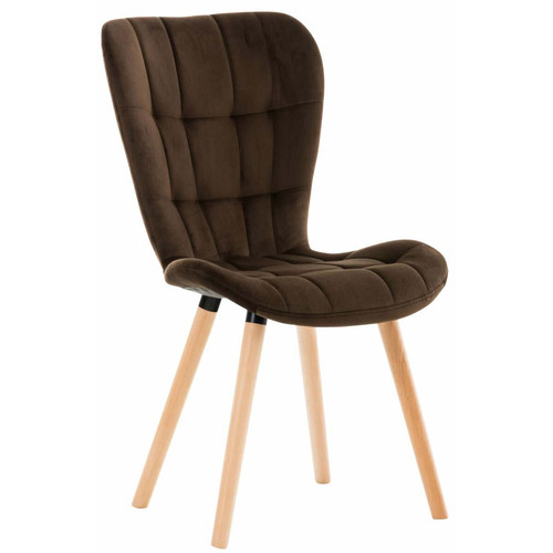 Decoshop26 - Chaise de salle à manger style moderne et confortable dossier haut en tissu velours marron pieds en bois clair CDS10091 Decoshop26  - Chaise moderne bois