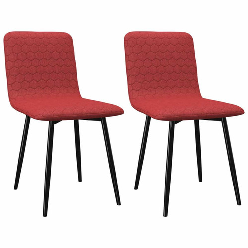 Decoshop26 - Lot de 2 chaises de salle à manger cuisine design moderne tissu bordeaux CDS020294 Decoshop26  - Chaise écolier Chaises