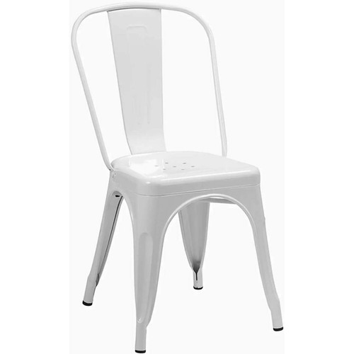 Decoshop26 - Chaise de salle à manger style industriel factory en métal blanc vieilli CDS09312 Decoshop26  - Chaise écolier Chaises