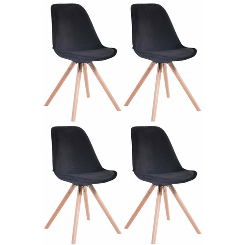 Decoshop26 - 4 chaises de salle à manger style scandinave en velours noir pieds rond en bois clair CDS10309 Decoshop26  - Decoshop26