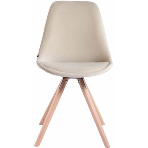Decoshop26 4 chaises de salle à manger style scandinave en velours crème pieds rond en bois clair CDS10305