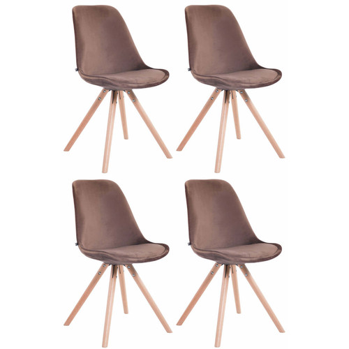 Decoshop26 - 4 chaises de salle à manger style scandinave en velours marron pieds rond en bois clair CDS10304 Decoshop26  - Chaise scandinave Chaises