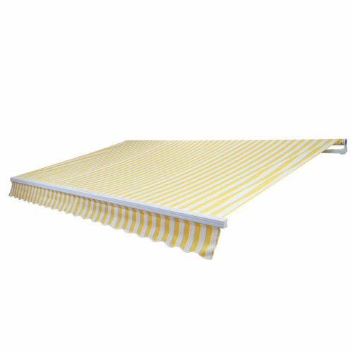 Decoshop26 - Store banne manuel rétractable avec manivelle en aluminium protection solaire 2,5x2m polyester jaune / blanc 04_0001036 Decoshop26  - Menuiserie