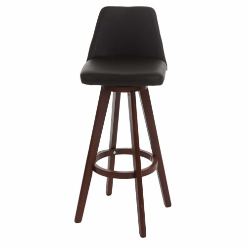 Decoshop26 - Tabouret de bar chaise de comptoir en synthétique marron pivotant pieds en bois foncé 04_0005277 Decoshop26  - Bars