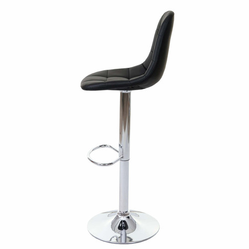 Bars 2x tabourets de bar comptoir chaise haute en synthétique noir base et cadre en acier chromé 04_0000107